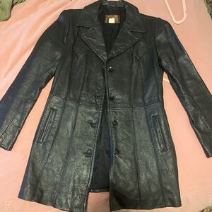 Vintage Black Leather Coat